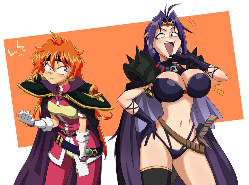 lina inverse and naga the serpent (slayers) drawn by flowerpigeon