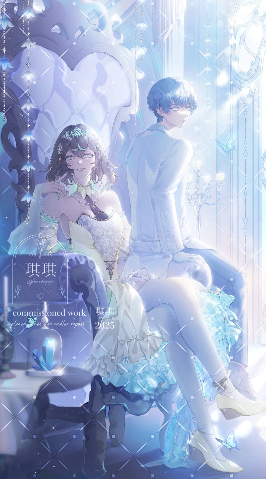 sphene and calyx (final fantasy and 1 more) drawn by peachiqiqi