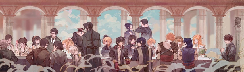 klein moretti, leonard mitchell, audrey hall, fors wall, melissa moretti, and 14 more (lord of the mysteries) drawn by cocozha