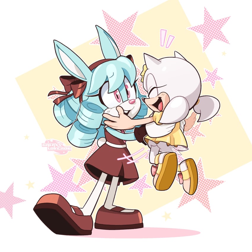 anya the rabbit and aura the hedgehog (original and 1 more) drawn by galaxylover06