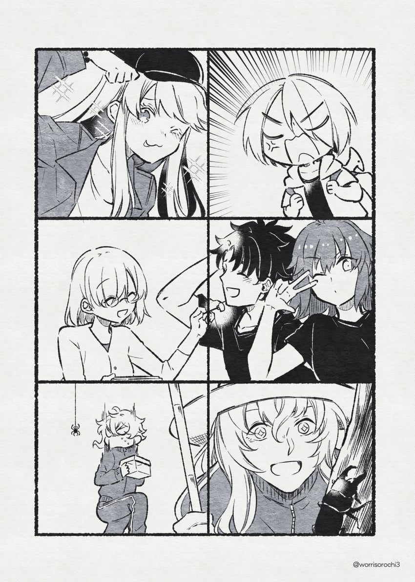 mash kyrielight, fujimaru ritsuka, kadoc zemlupus, kirschtaria wodime, kukulkan, and 1 more (fate and 1 more) drawn by worrisorochi