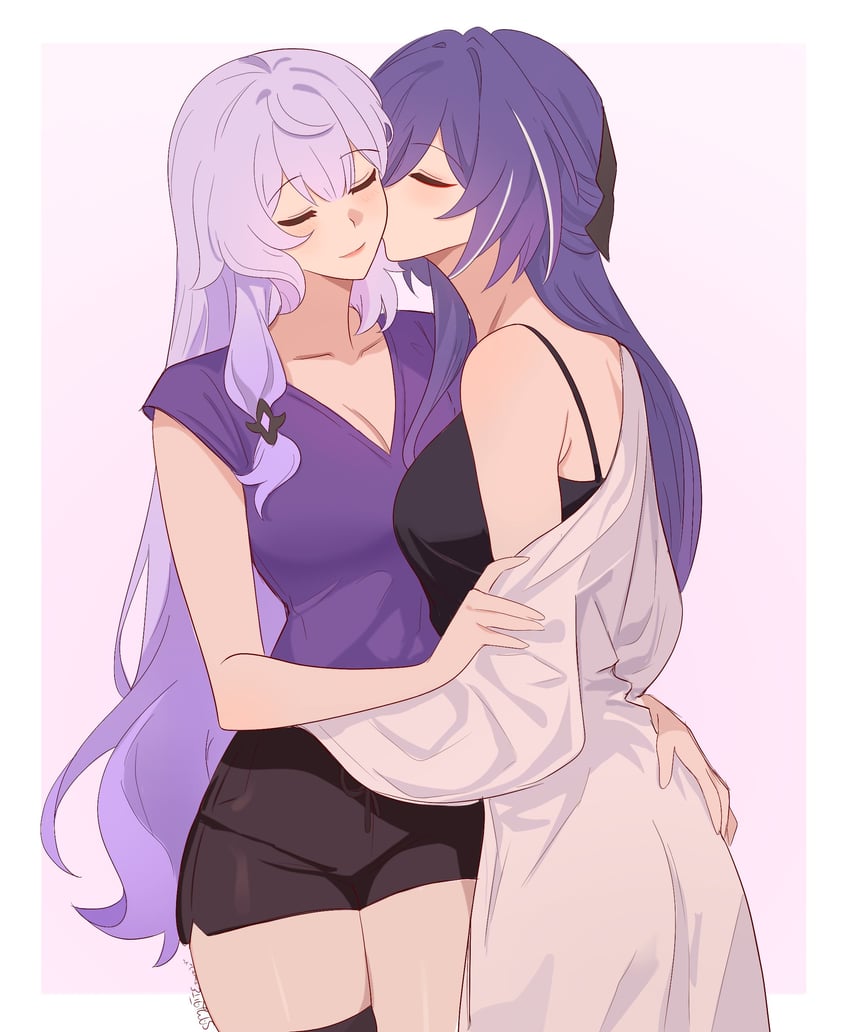 acheron and black swan (honkai and 1 more) drawn by samlatte