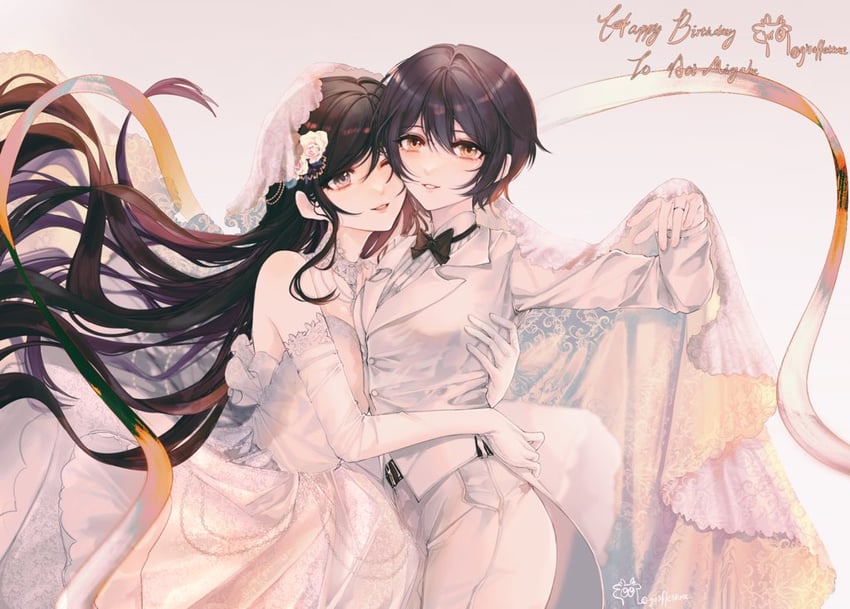 miyake aoi and aoyagi tsubaki (d4dj) drawn by giraffe_three