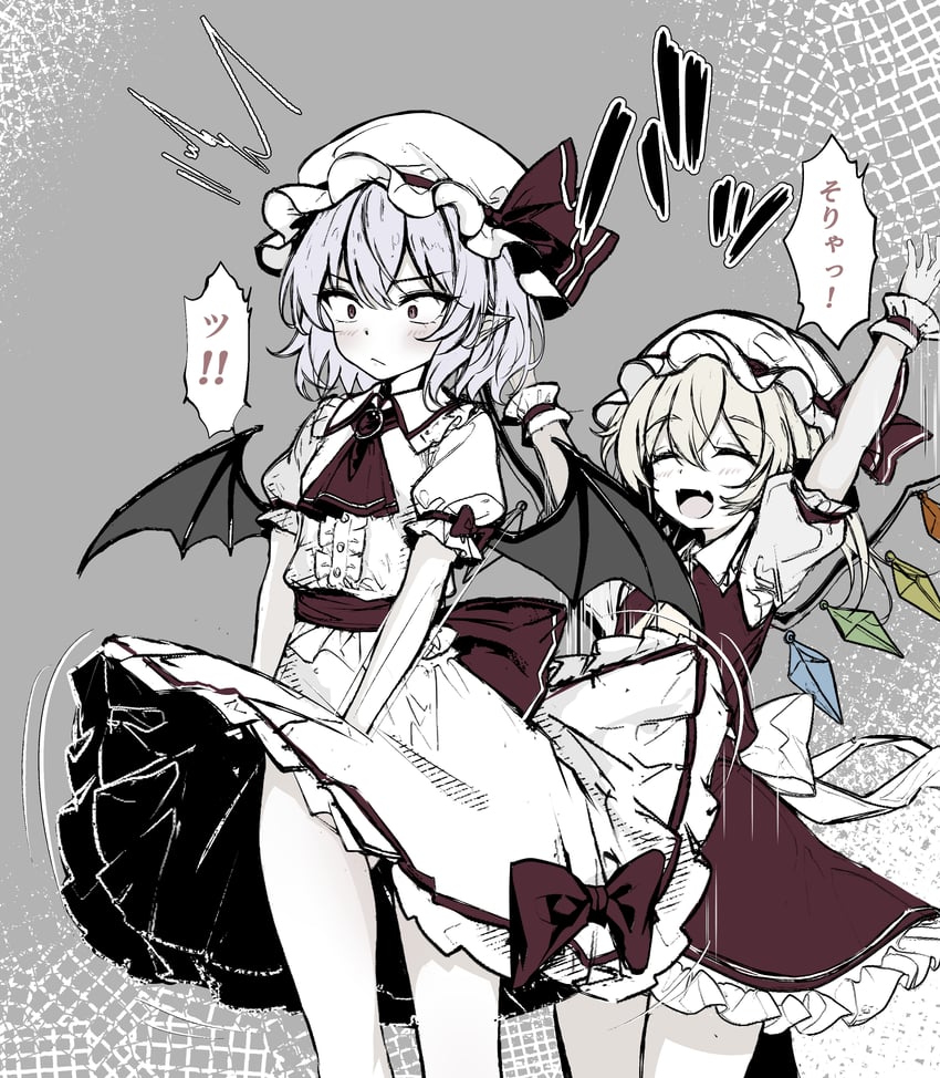 remilia scarlet and flandre scarlet (touhou and 2 more) drawn by hatomehonpo