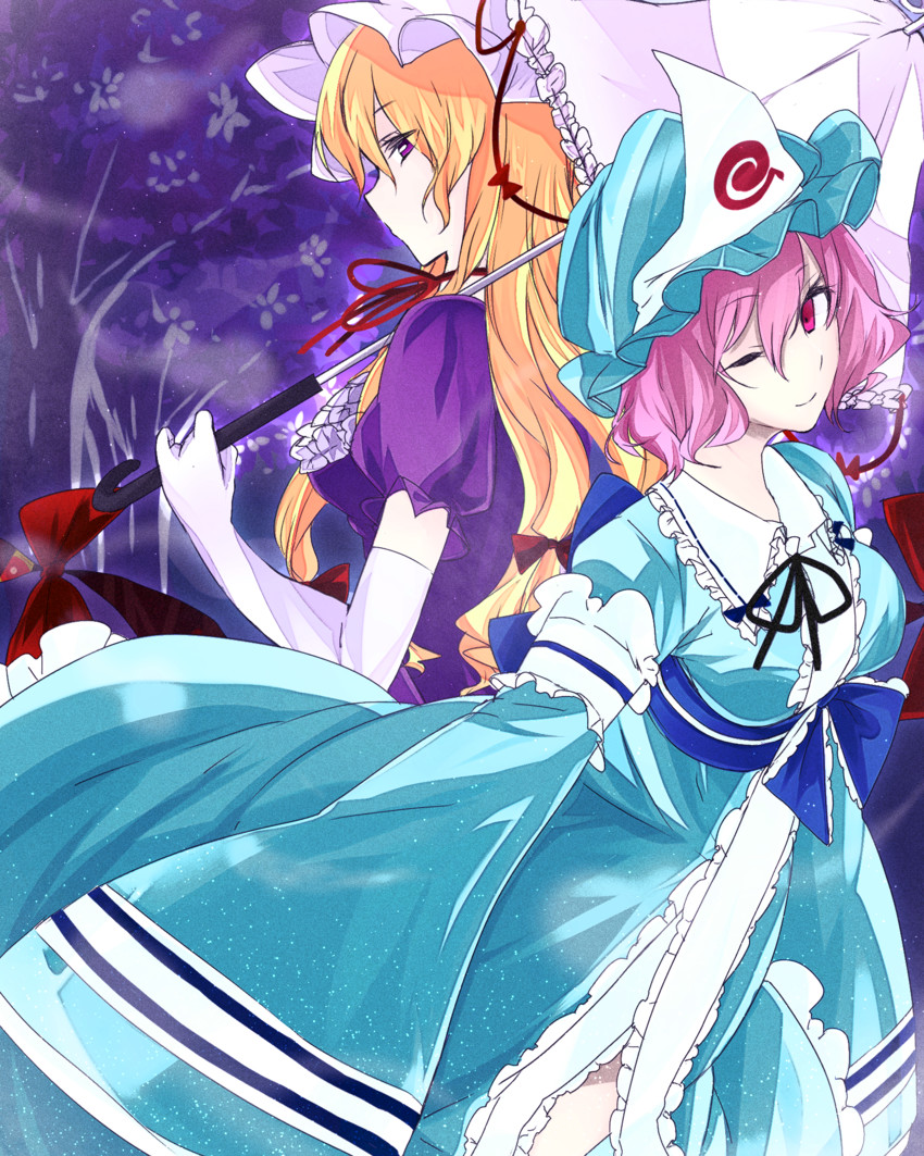 yakumo yukari and saigyouji yuyuko (touhou) drawn by chada_atariatama