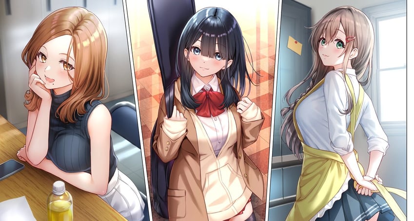 sakuraba fuyu, tsukuyomi akiho, and hinata minami (imouto wa kanojo ni dekinai no ni) drawn by sankuro_(agoitei)