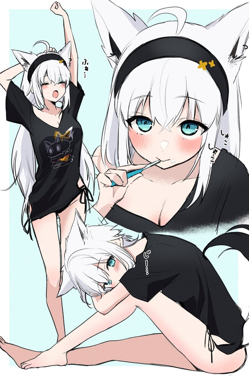 shirakami fubuki and nejima kitsune (hololive) drawn by tako_8_yaki