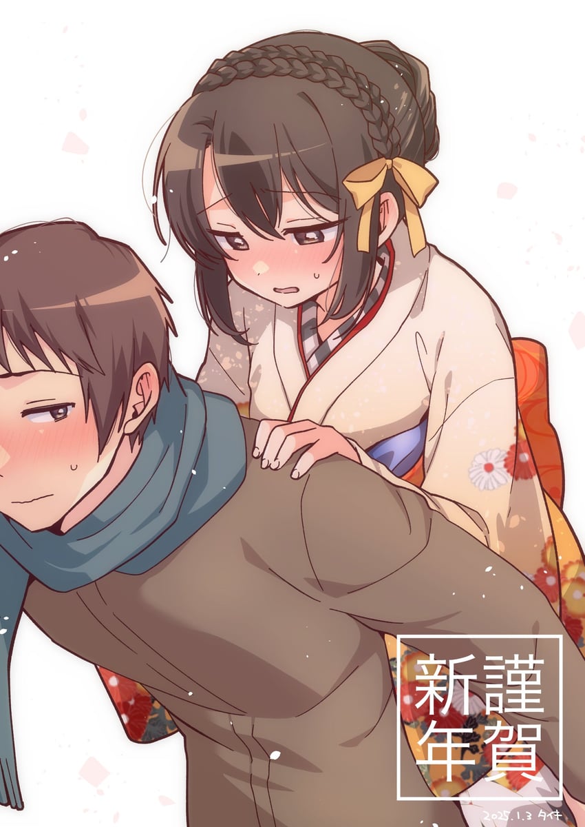 suzumiya haruhi and kyon (suzumiya haruhi no yuuutsu) drawn by taiki_(6240taiki)