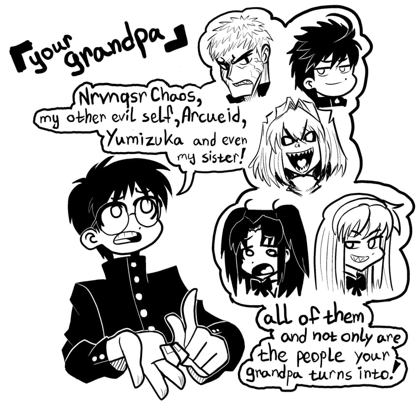 arcueid brunestud, tohno akiha, tohno shiki, yumizuka satsuki, nanaya shiki, and 3 more (tsukihime and 1 more) drawn by higureroom