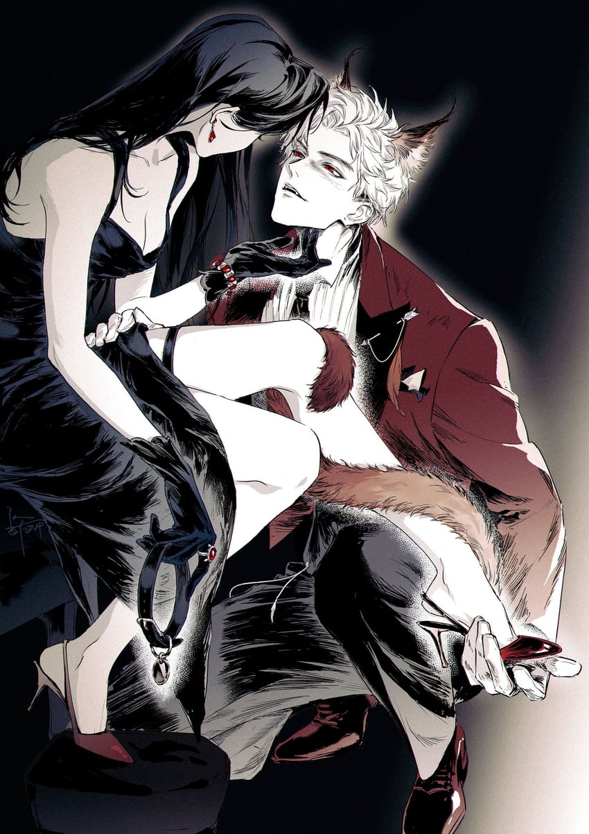protagonist and sylus (love and deepspace) drawn by galllisto