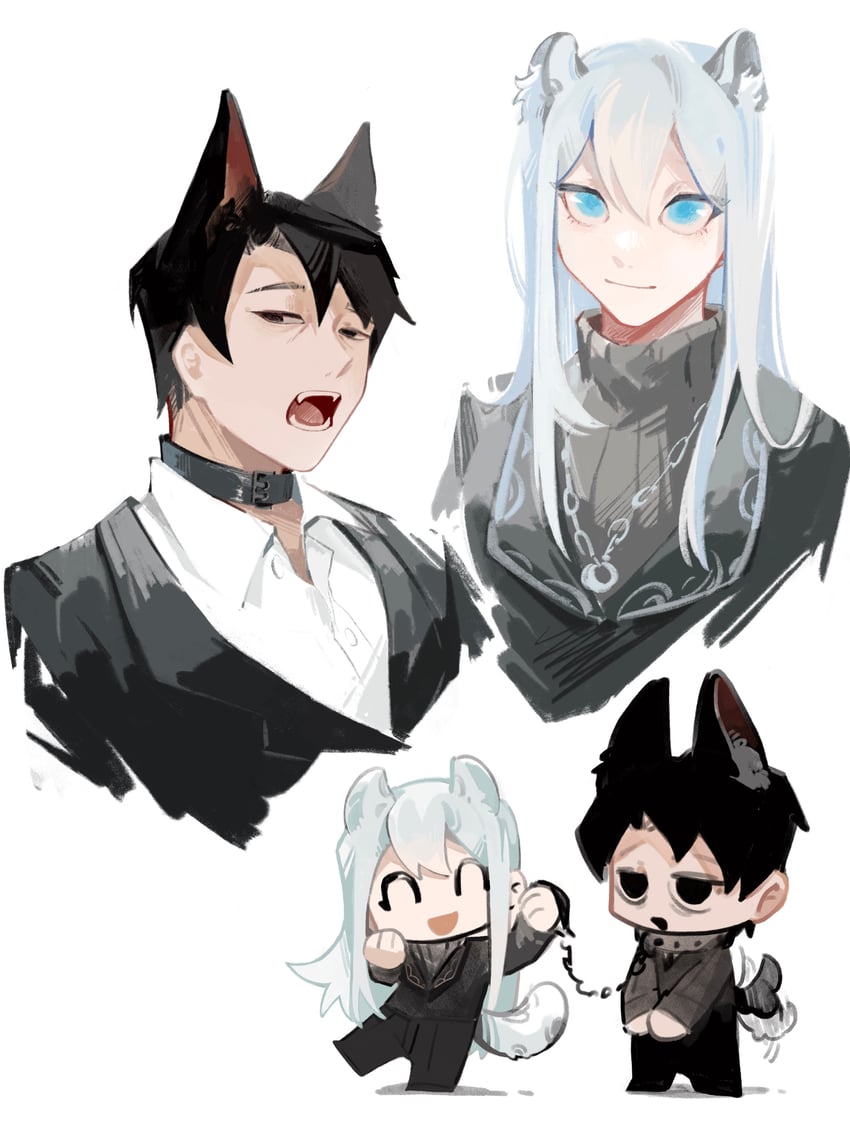 roland and angelica (project moon and 1 more) drawn by beeeeeebird