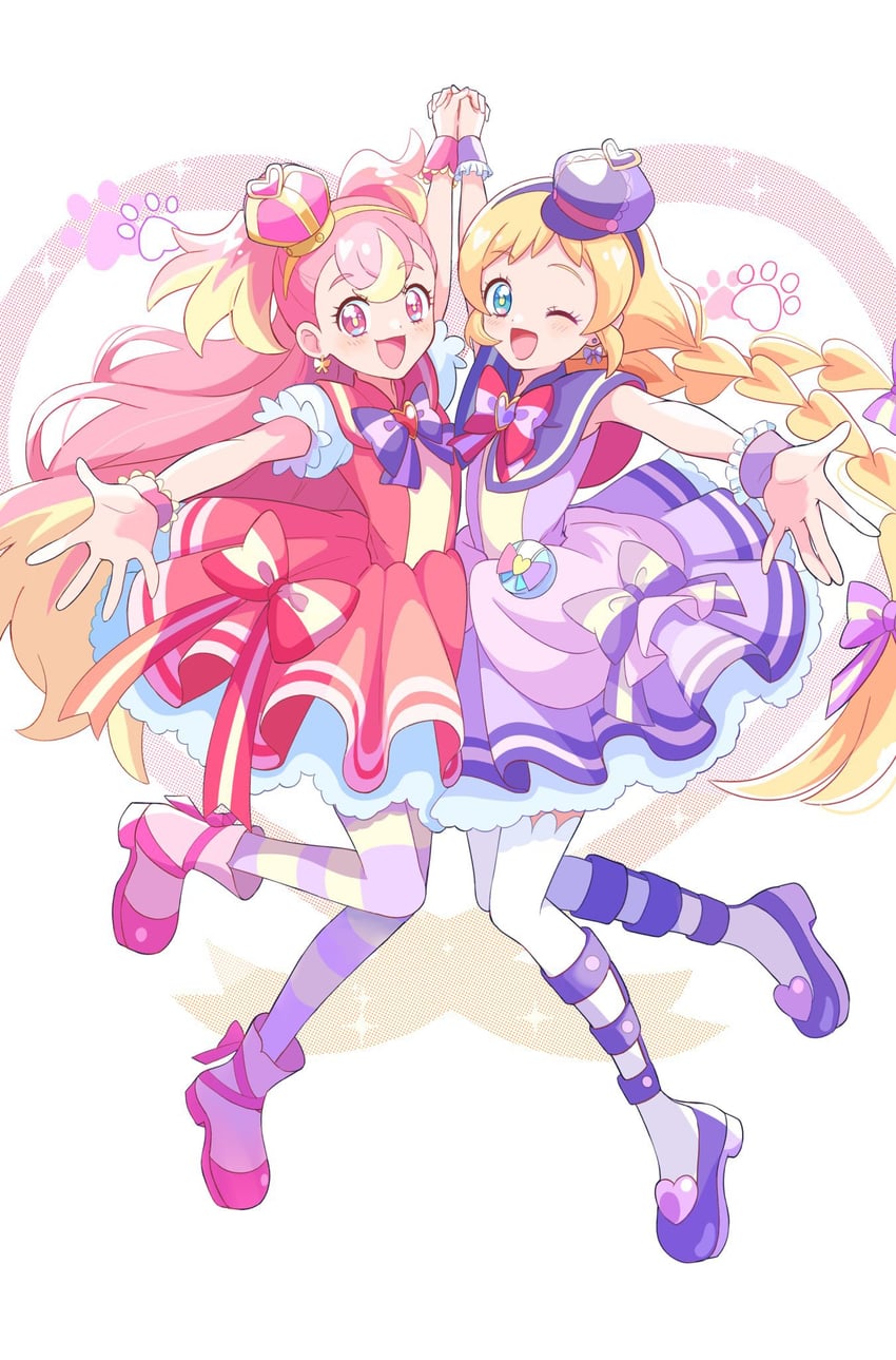 inukai komugi, inukai iroha, cure wonderful, and cure friendy (precure and 1 more) drawn by unioc0wa