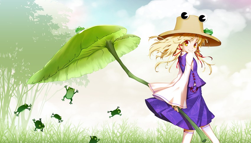 moriya suwako and pyonta (touhou) drawn by hong_(white_spider)