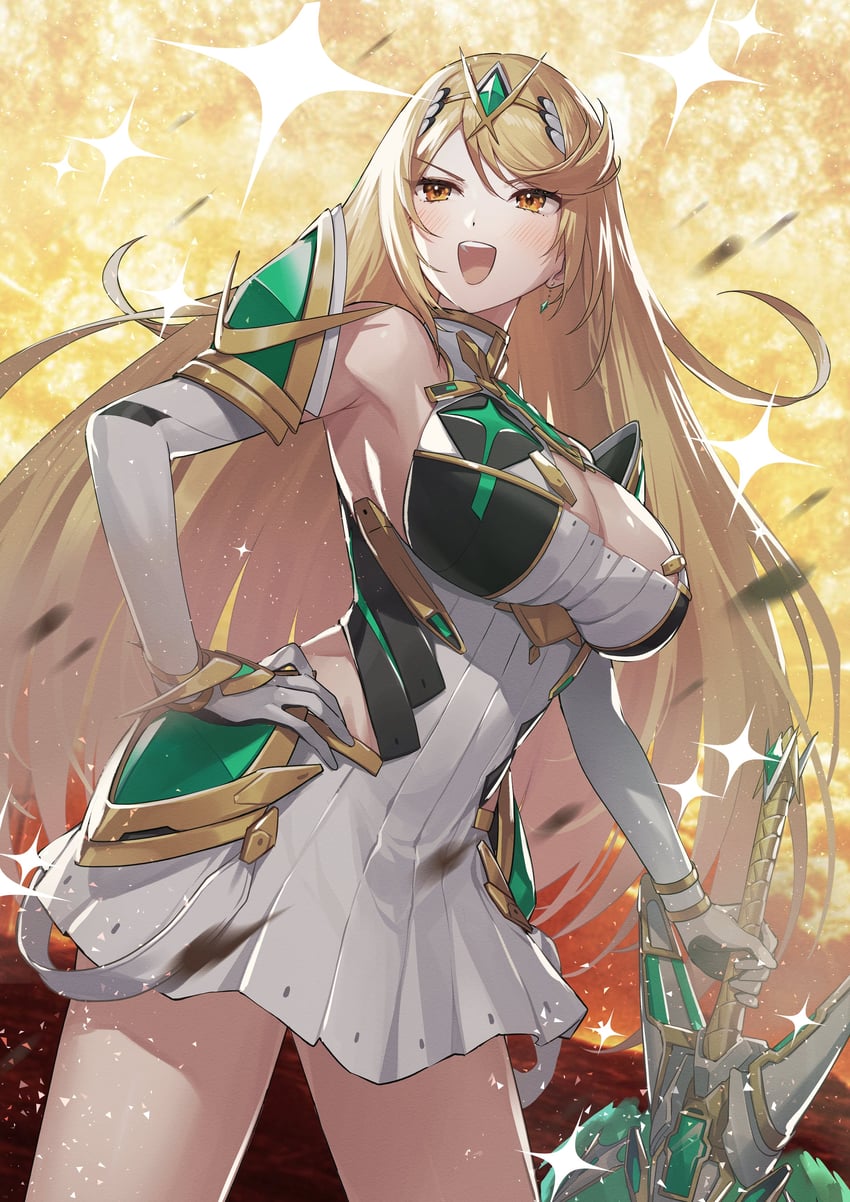 mythra (xenoblade chronicles and 1 more) drawn by green322