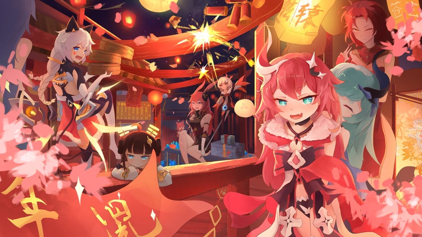 kiana kaslana, yae sakura, murata himeko, rozaliya olenyeva, liliya olenyeva, and 5 more (honkai and 1 more) drawn by bengjieshi_(10442031)