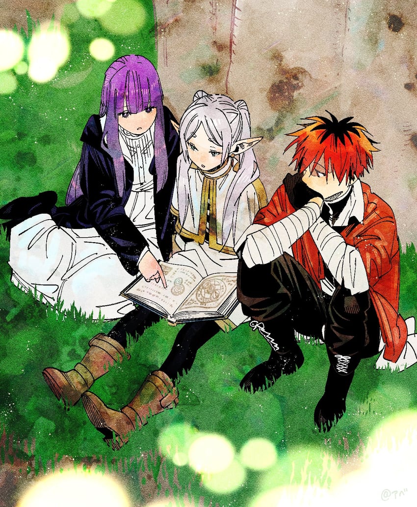 frieren, fern, and stark (sousou no frieren) drawn by abe_tsukasa