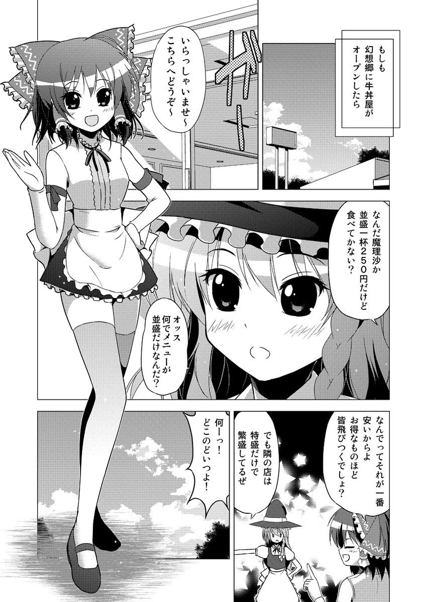 hakurei reimu and kirisame marisa (touhou) drawn by porurin