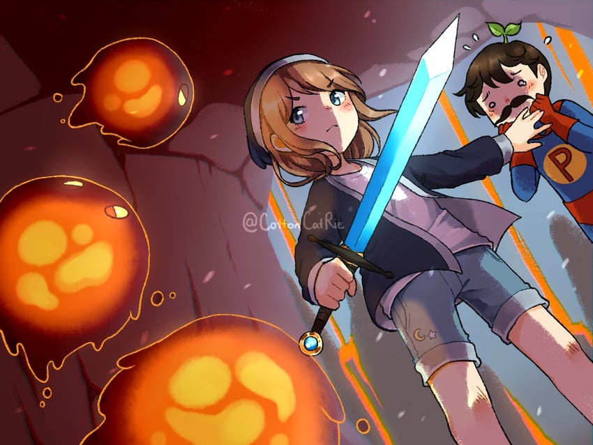 pearlescentmoon and mumbo jumbo (minecraft youtube and 1 more) drawn by rie_ccat