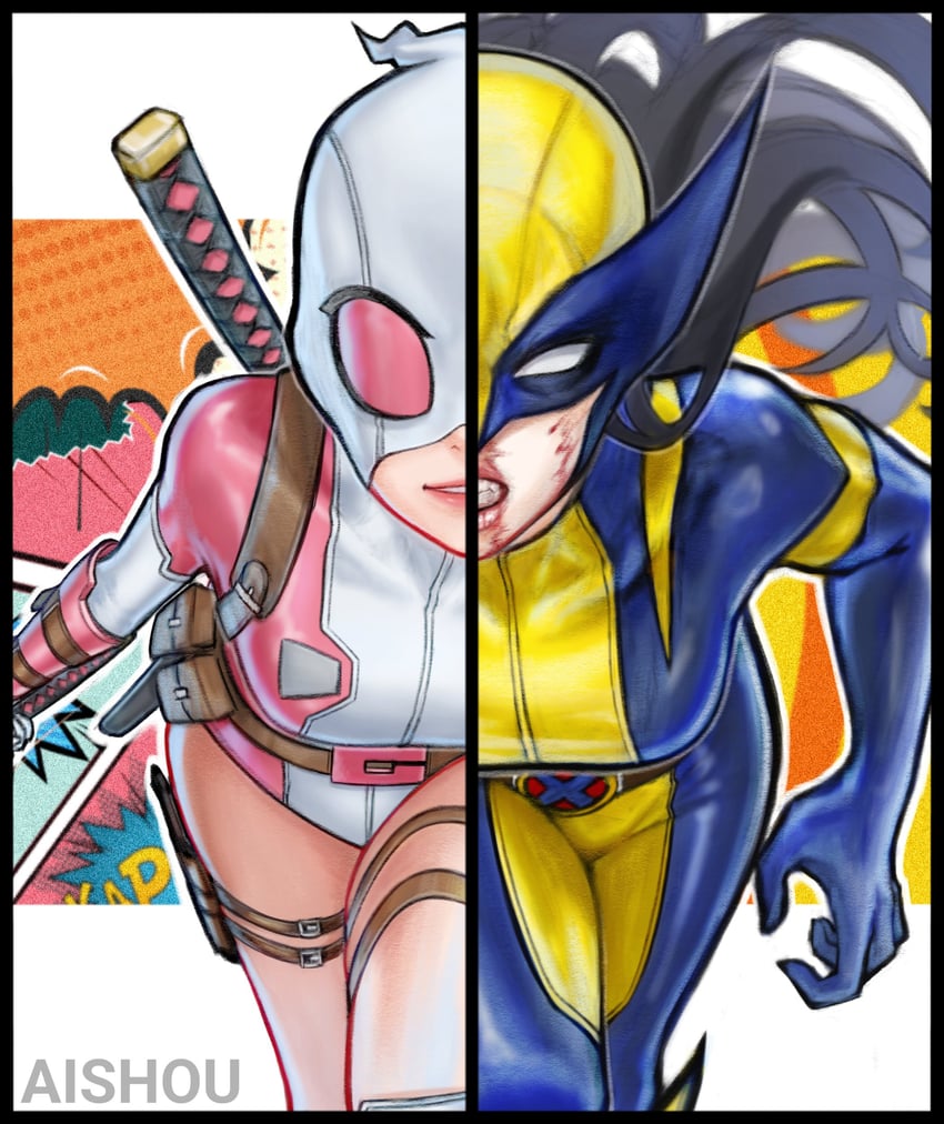wolverine, x-23, and gwenpool (marvel and 1 more) drawn by ai_shou