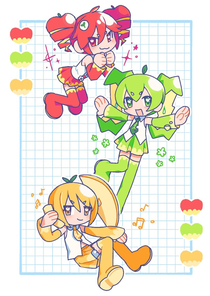 hatsune miku, kasane teto, and akita neru (vocaloid and 2 more) drawn by mdkm444