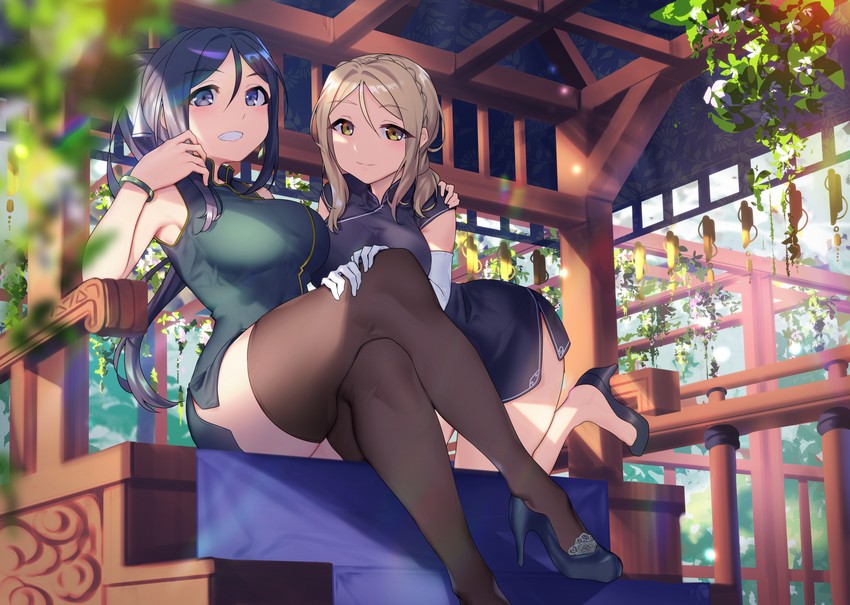 matsuura kanan and ohara mari (love live! and 1 more) drawn by yamaori_(yamaorimon)