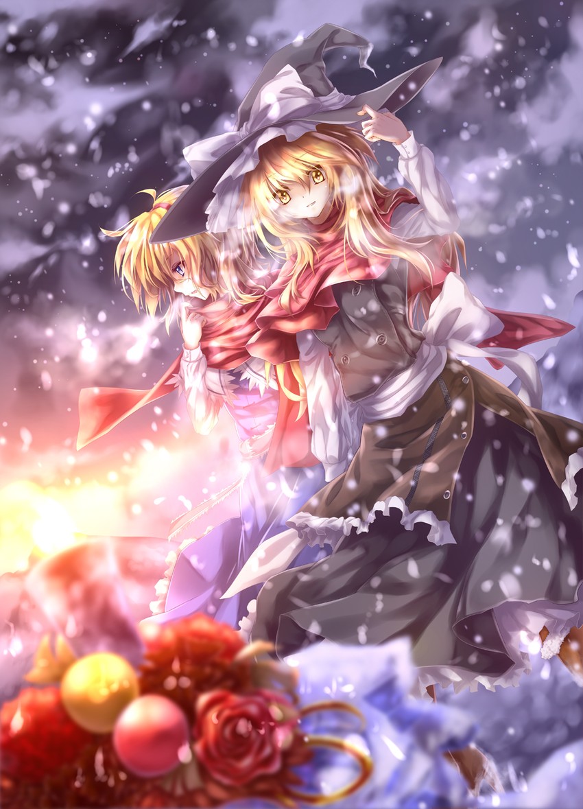kirisame marisa and alice margatroid (touhou) drawn by kamumiya