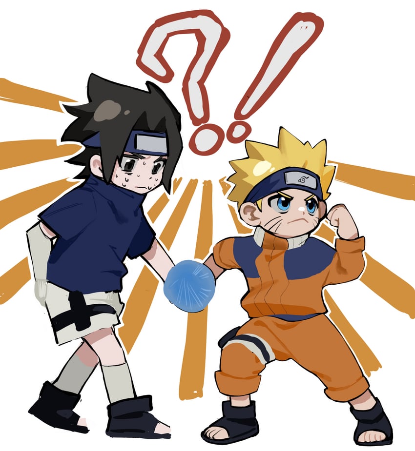 uzumaki naruto and uchiha sasuke (naruto) drawn by xie_youqing