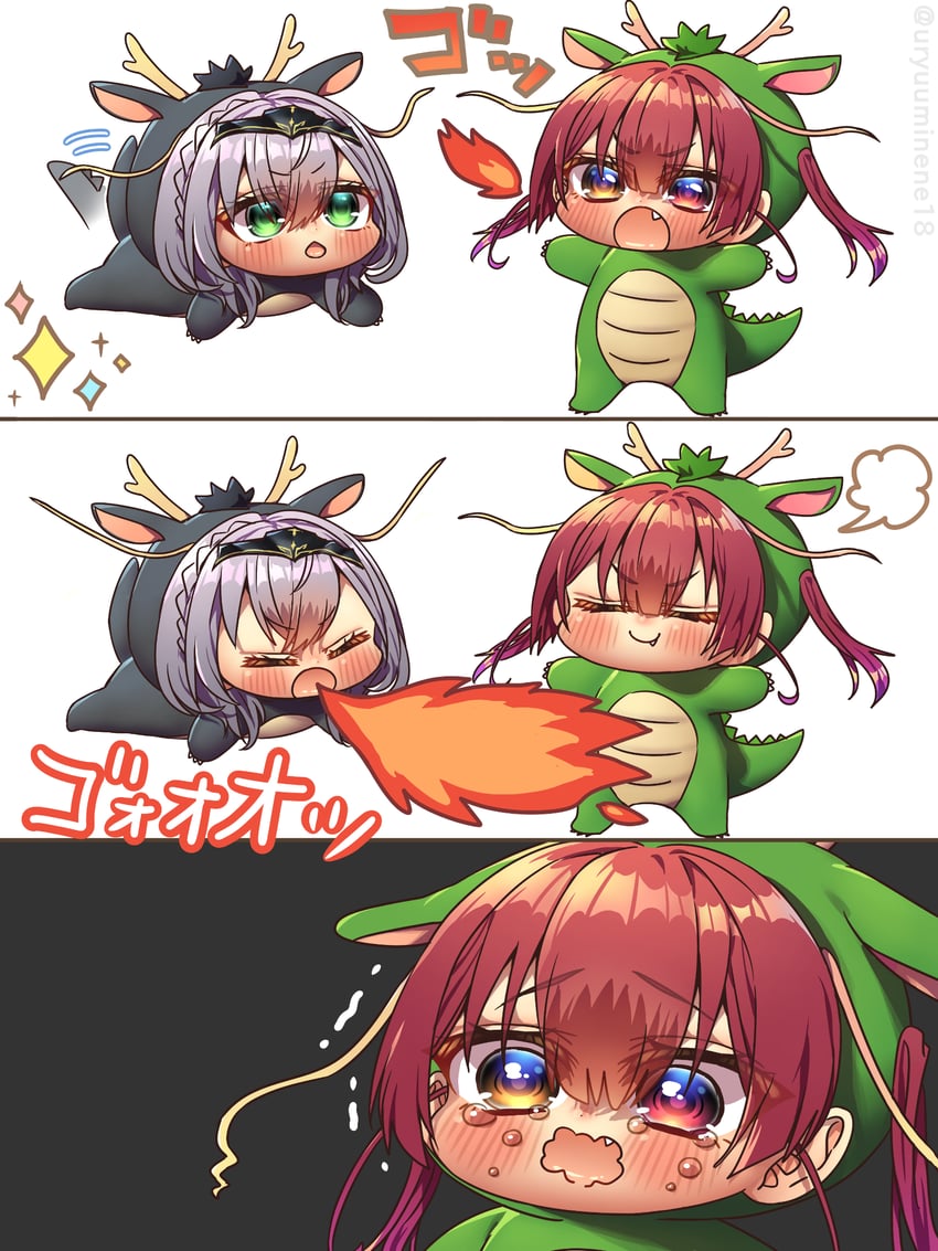 houshou marine and shirogane noel (hololive) drawn by harumina_mau