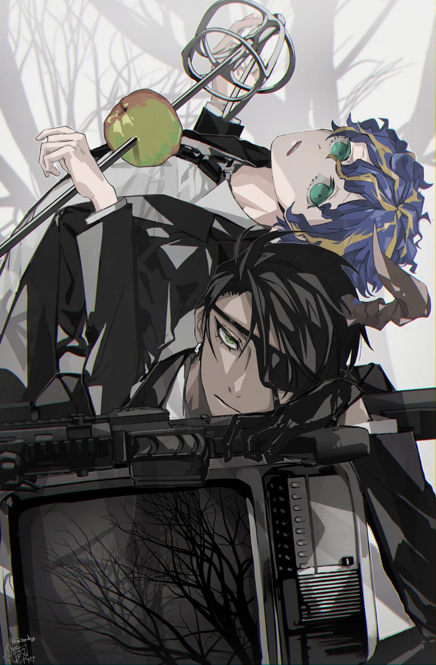 astel leda and aragami oga (holostars) drawn by naizou_bug