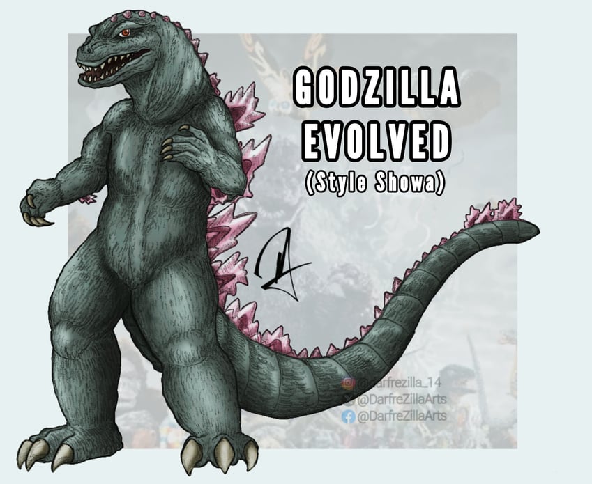 godzilla and godzilla evolved (godzilla and 4 more) drawn by darfrezillaarts