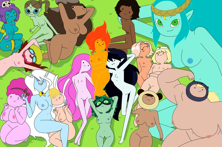 marceline abadeer, princess bonnibel bubblegum, fionna campbell, huntress wizard, flame princess, and 12 more (adventure time) drawn by dr._pizza_boi