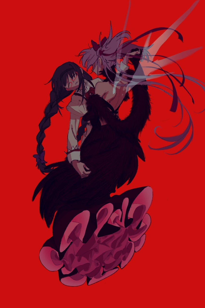 akemi homura and kaname madoka (mahou shoujo madoka magica) drawn by avanes_d