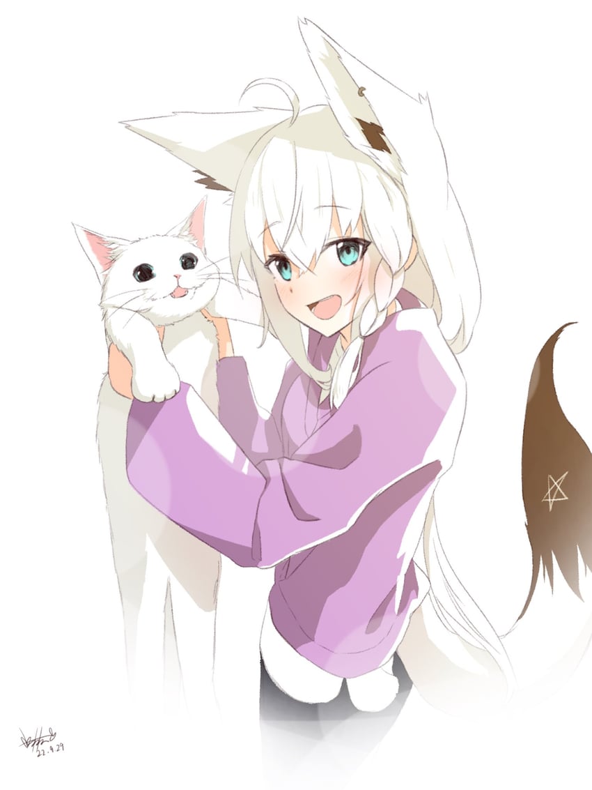 shirakami fubuki and shiro (hololive and 1 more) drawn by babinch