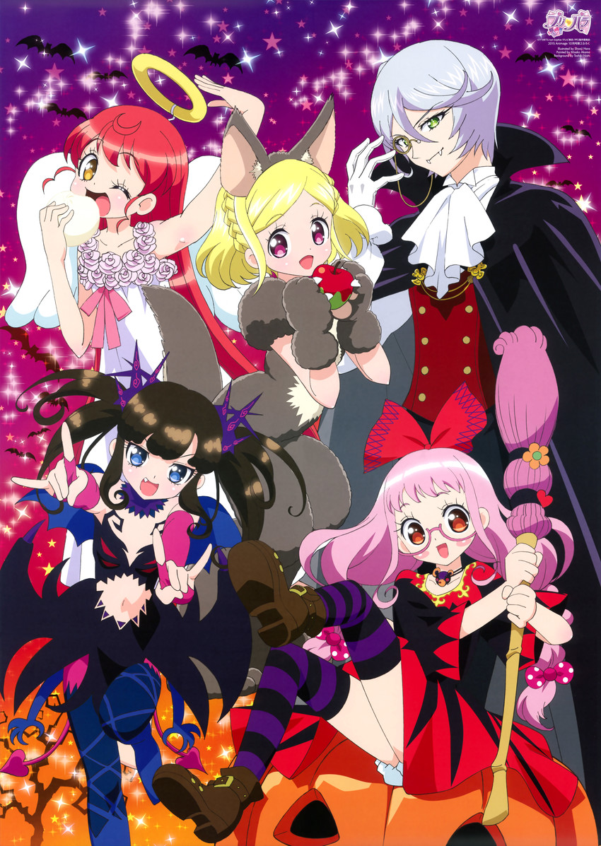 kurosu aroma, shiratama mikan, shikyoin hibiki, midorikaze fuwari, and kiki ajimi (pretty series and 1 more) drawn by hara_shouji