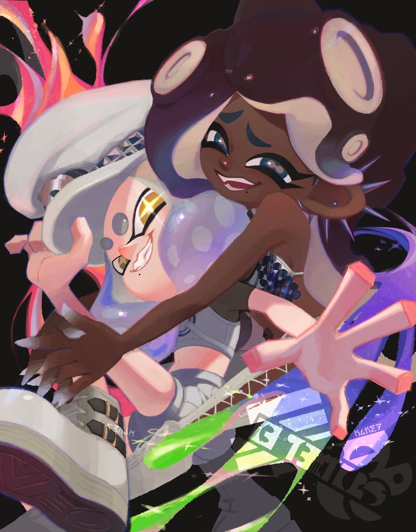 marina and pearl (splatoon and 1 more) drawn by ka1_(k4k37)