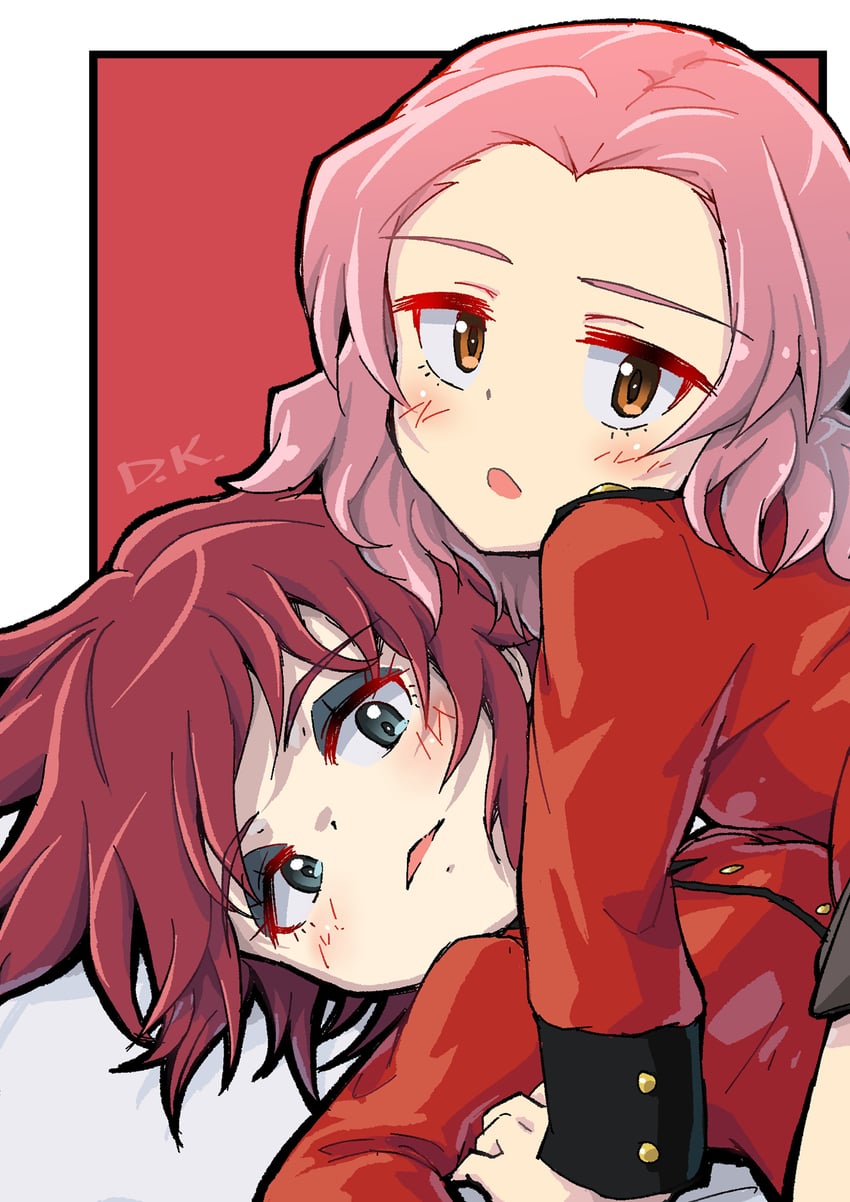 rosehip and cranberry (girls und panzer) drawn by kuroneko_douji