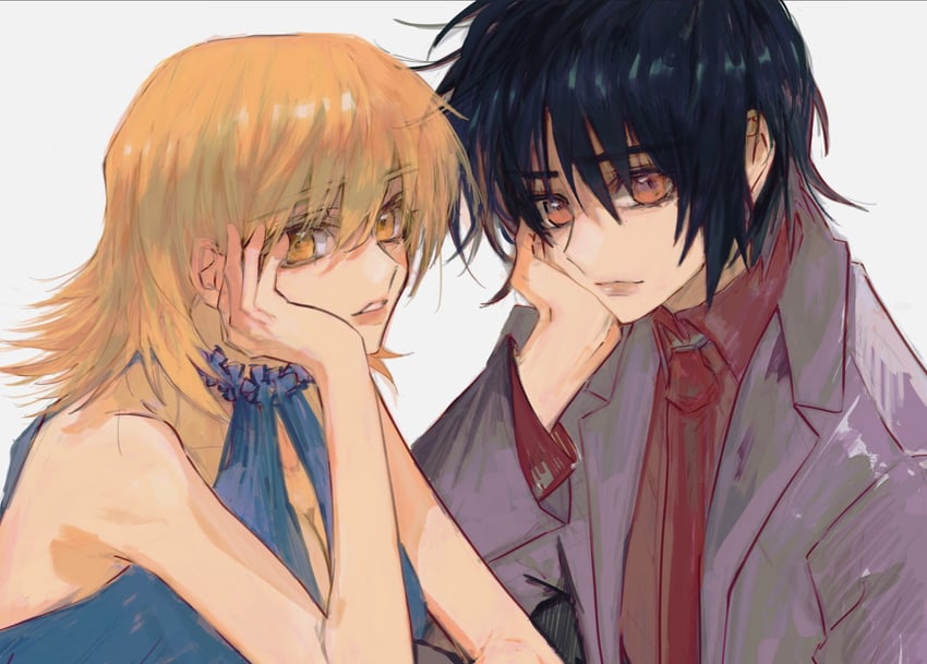 cagalli yula athha and shinn asuka (gundam and 2 more) drawn by she_(morianosu)