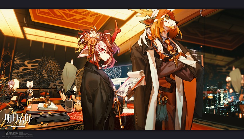 ch'en, hoshiguma, shirayuki, wei yenwu, and princess fumizuki (arknights) drawn by kuroblood