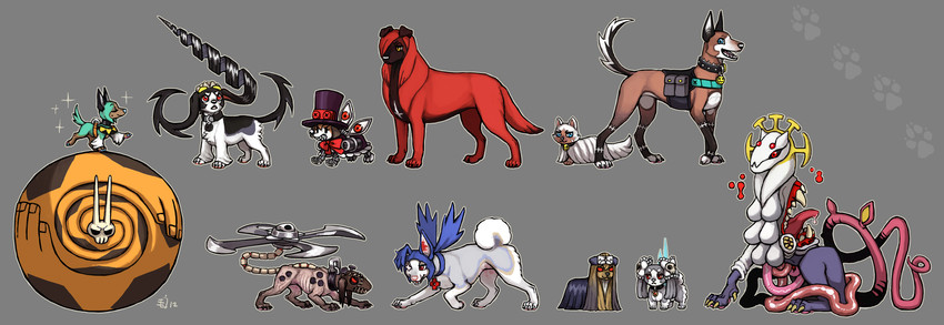 filia, samson, valentine, ms. fortune, cerebella, and 6 more (skullgirls) drawn by emlan