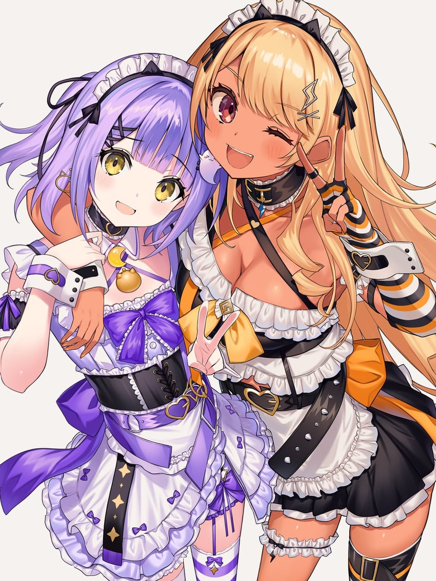shinomiya runa and kaminari qpi (vspo!) drawn by kurebayashi_noe