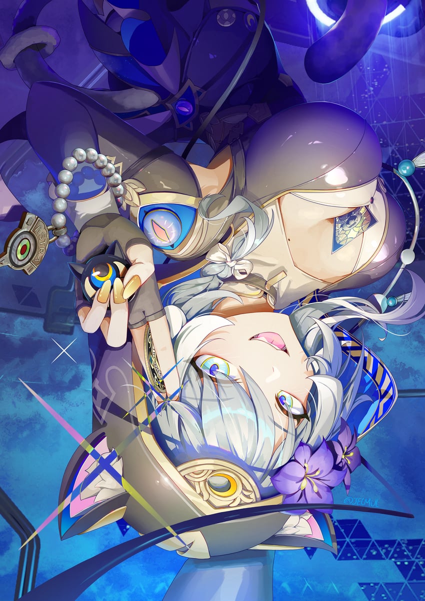 cipher and spirithief bartholos (honkai and 1 more) drawn by jelmul