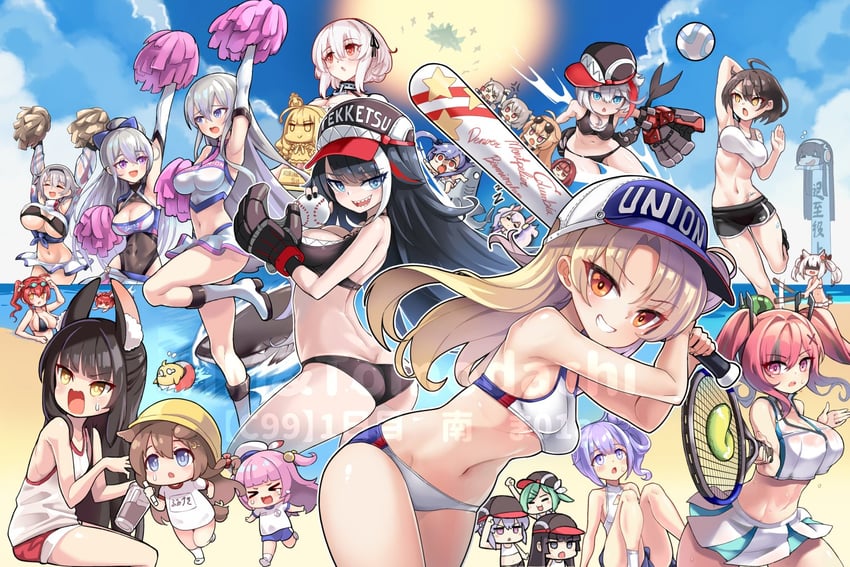 bremerton, sirius, unicorn, laffey, enterprise, and 23 more (azur lane) drawn by hm_(hmongt)
