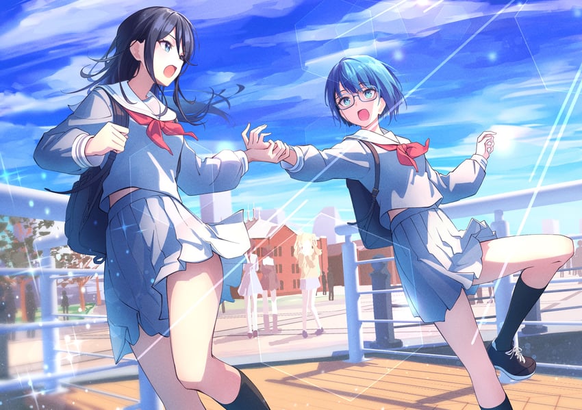 tenma saki, kiritani haruka, and hoshino ichika (project sekai) drawn by iluka