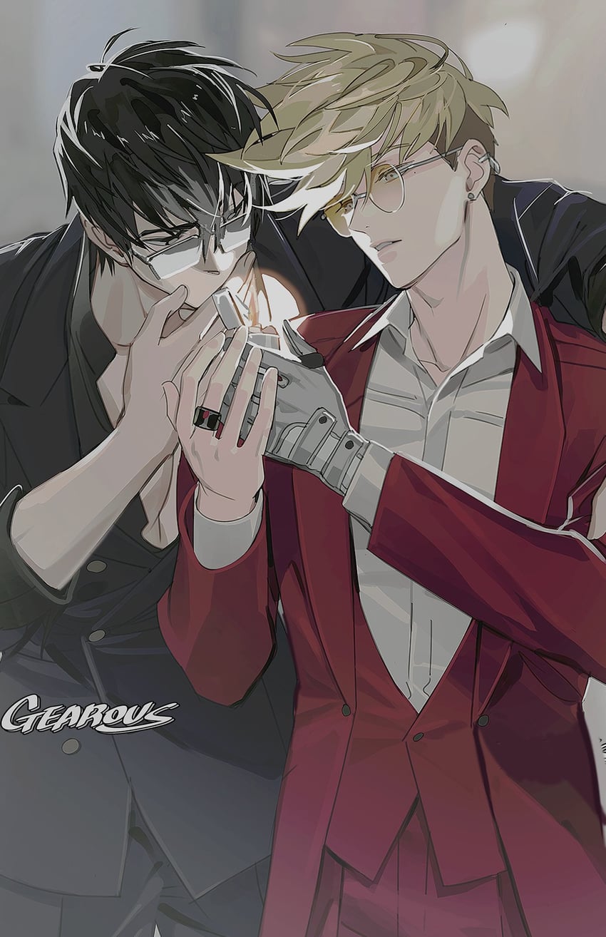 vash the stampede and nicholas d. wolfwood (trigun) drawn by gearous