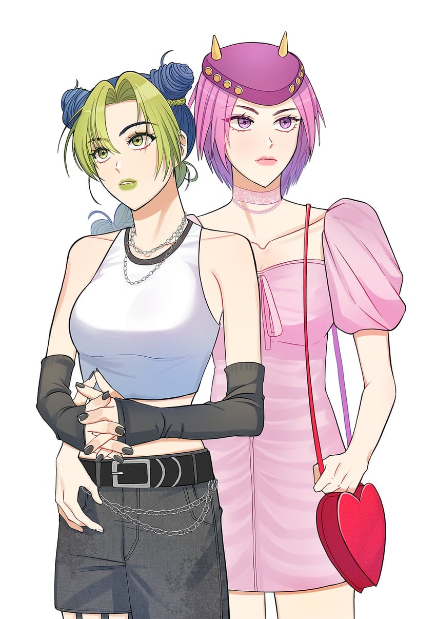 kujo jolyne and narciso anasui (jojo no kimyou na bouken and 1 more) drawn by bonggi_jojo