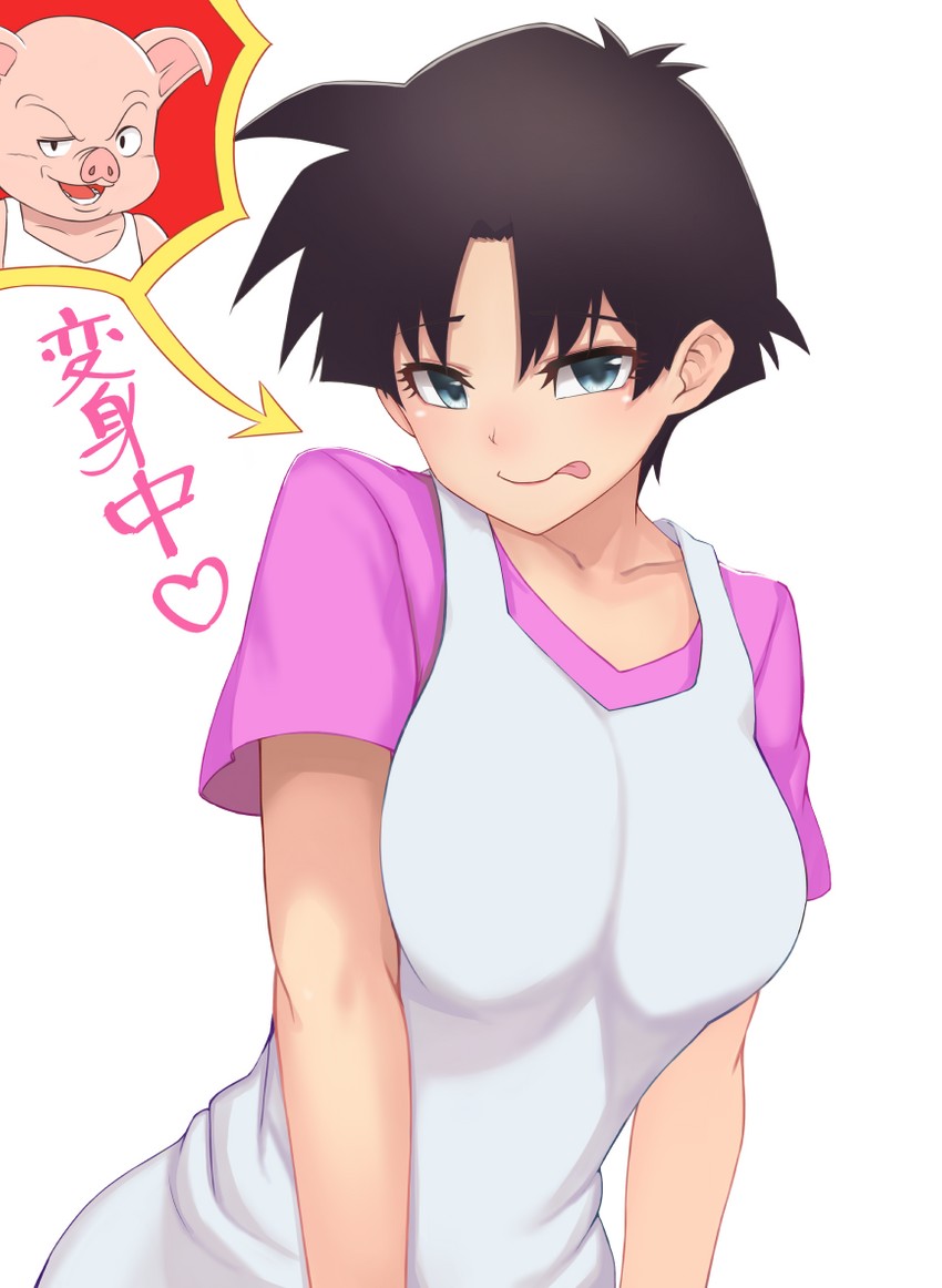 videl and oolong (dragon ball and 1 more) drawn by masou