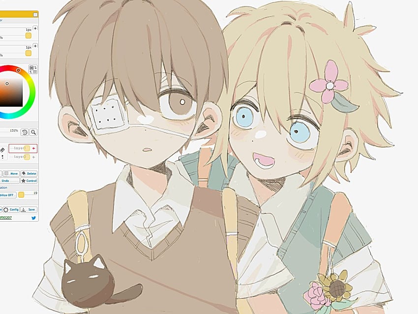 sunny, basil, and mewo (omori) drawn by my_loleeta