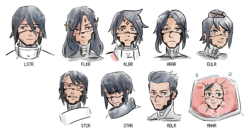 elster, falke, kolibri, eule, storch, and 4 more (signalis) drawn by omnlet
