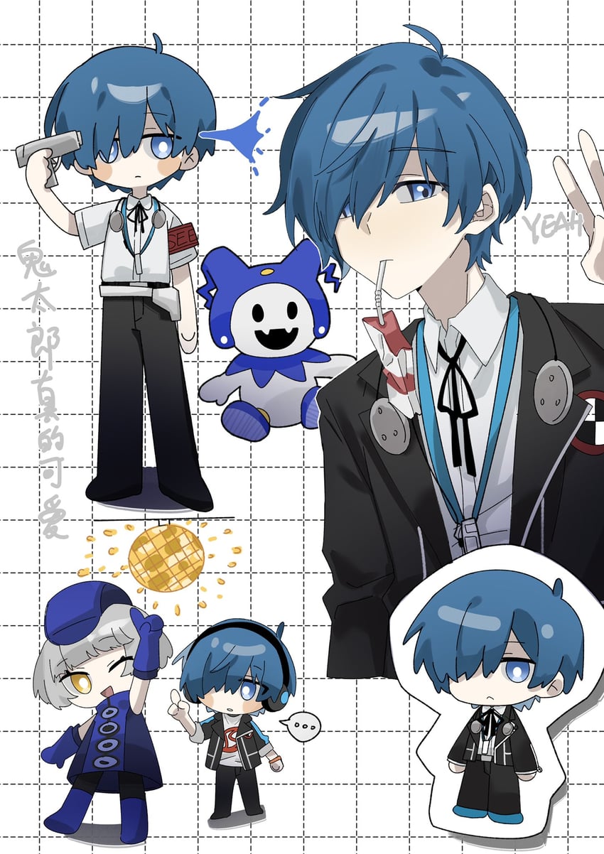 yuuki makoto, jack frost, and elizabeth (persona and 3 more) drawn by metaru707