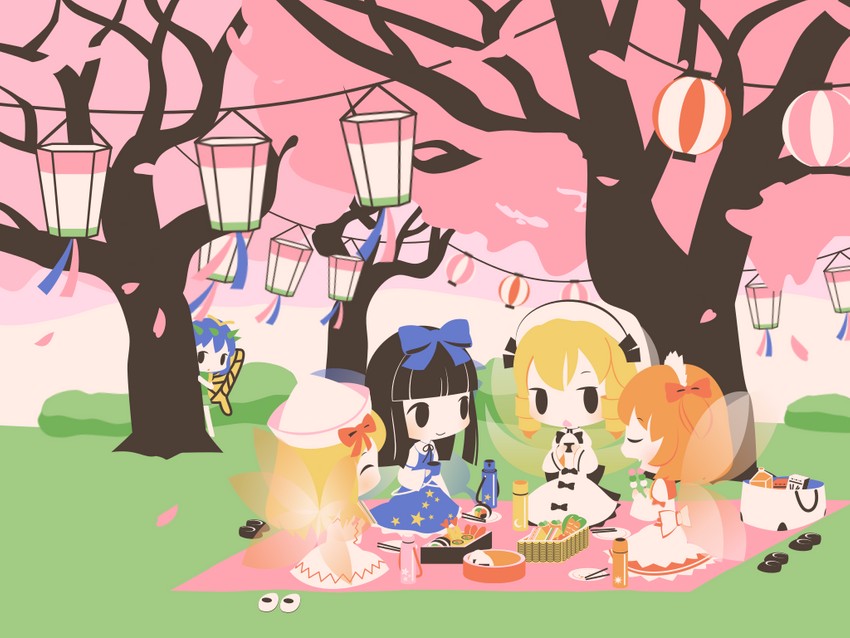 lily white, star sapphire, luna child, sunny milk, and eternity larva (touhou) drawn by cobalta